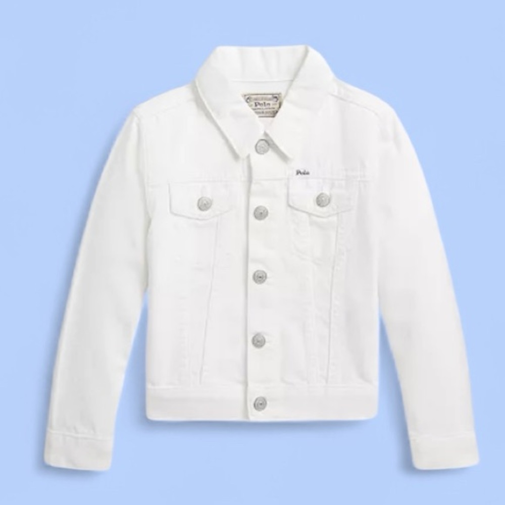 NWT Polo Ralph Lauren Girls White Jean Jacket Style Classic Spring Summer